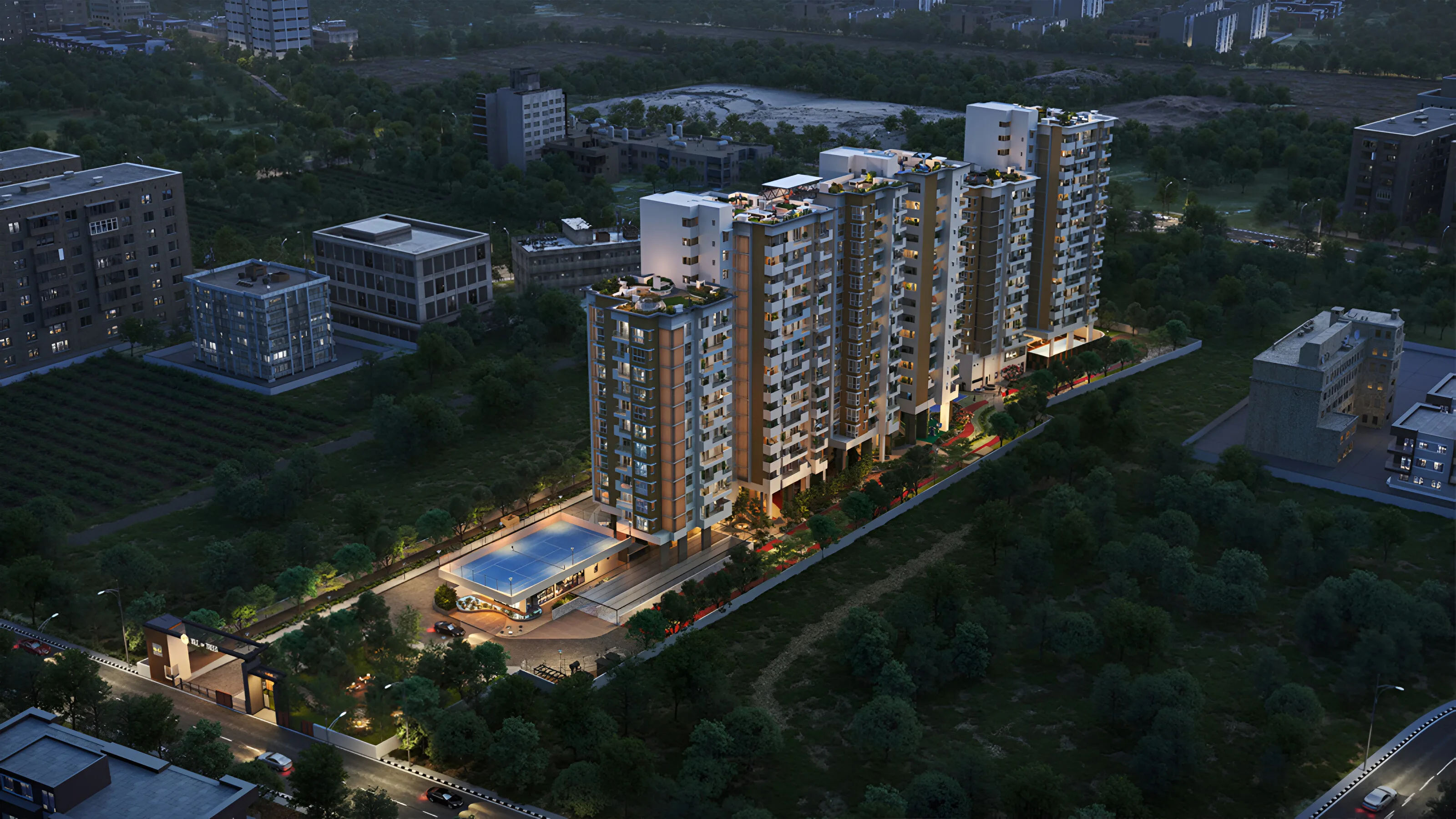 Tvs Emerald Isle Of Tree Apartments in North Bangalore Aerial Nigh View Banner Image